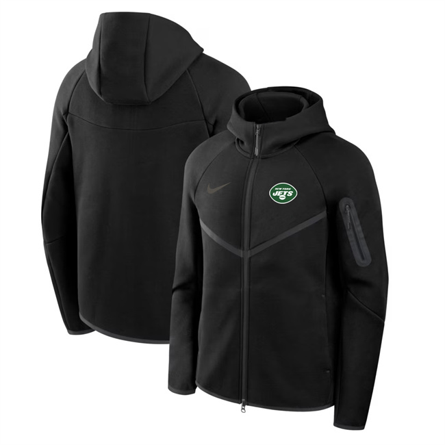 Men's New York Jets Black Tech Fleece Full-Zip Windrunner Hoodie